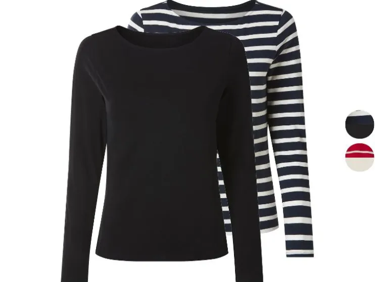 Camisetas de manga larga para mujer, 2 unidades.