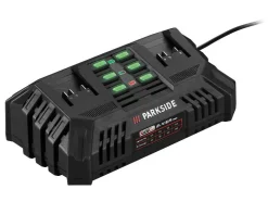 Cargador doble con batería de 20 V »PDSLG 20 B1«, con indicador del estado de carga de la batería de 3 niveles.