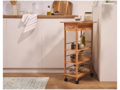 Carrito camarera para cocina de bambú