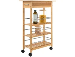 Carrito camarera para cocina de bambú