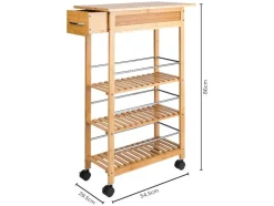 Carrito camarera para cocina de bambú