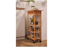 Carrito camarera para cocina de bambú
