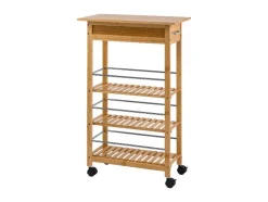 Carrito camarera para cocina de bambú