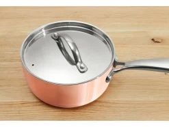 Cazo de cobre con mango, Ø 16 cm, acero inoxidable con revestimiento de cobre.