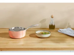 Cazo de cobre con mango, Ø 16 cm, acero inoxidable con revestimiento de cobre.