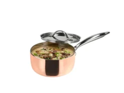 Cazo de cobre con mango, Ø 16 cm, acero inoxidable con revestimiento de cobre.