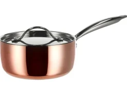 Cazo de cobre con mango, Ø 16 cm, acero inoxidable con revestimiento de cobre.