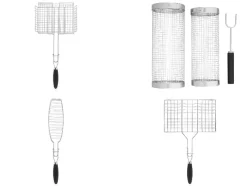 Cesta para parrilla / Set de cesta cilíndrica / Soporte para pescado a la parrilla / Soporte para hamburguesas a la parrilla.
