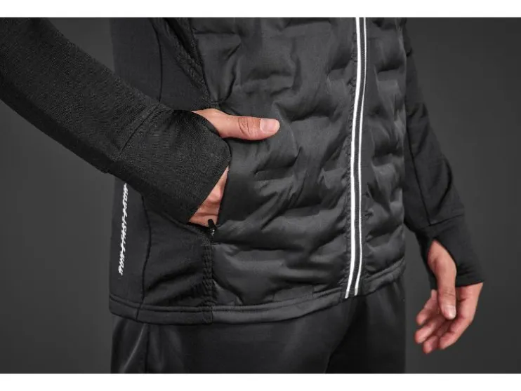 Chaqueta híbrida térmica de hombre con forro de felpa.