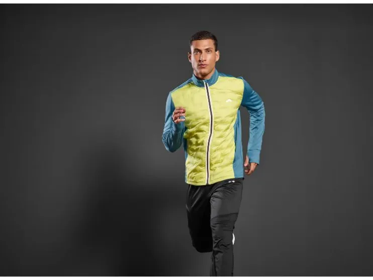 Chaqueta híbrida térmica de hombre con forro de felpa.
