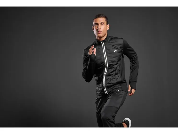 Chaqueta híbrida térmica de hombre con forro de felpa.