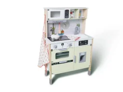 Cocina de madera, 3 alturas regulables, con trasera jugable.