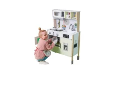 Cocina de madera, 3 alturas regulables, con trasera jugable.
