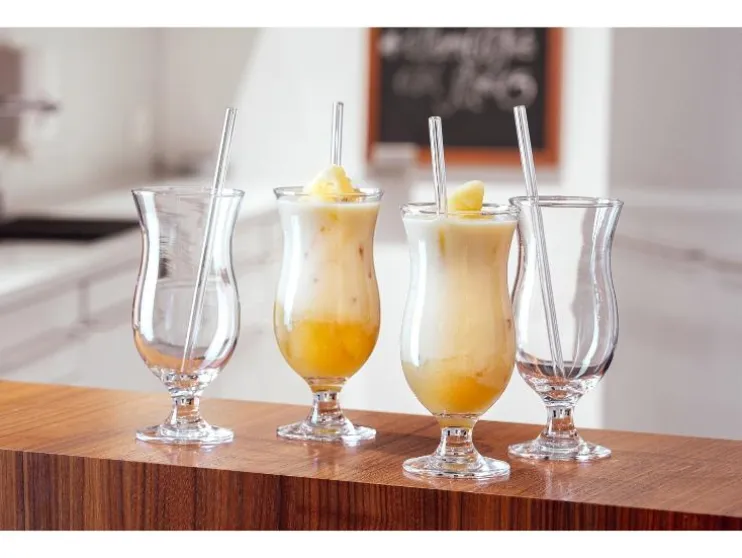 Copas de cóctel y pajitas de cristal «TAVOLINO», 8 piezas.