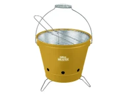 Cubeta para barbacoa de carbón, con asa plegable.