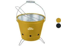 Cubeta para barbacoa de carbón, con asa plegable.