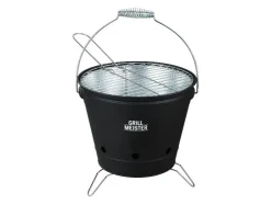 Cubeta para barbacoa de carbón, con asa plegable.