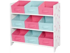 Estantería de almacenamiento con 9 cajas de tela extraíbles.