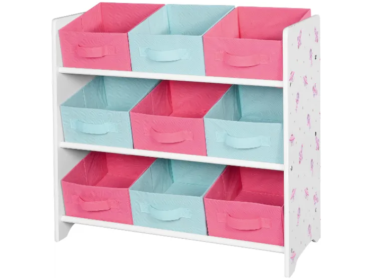 Estantería de almacenamiento con 9 cajas de tela extraíbles.