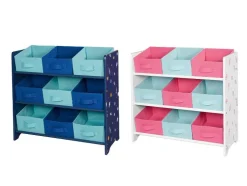 Estantería de almacenamiento con 9 cajas de tela extraíbles.