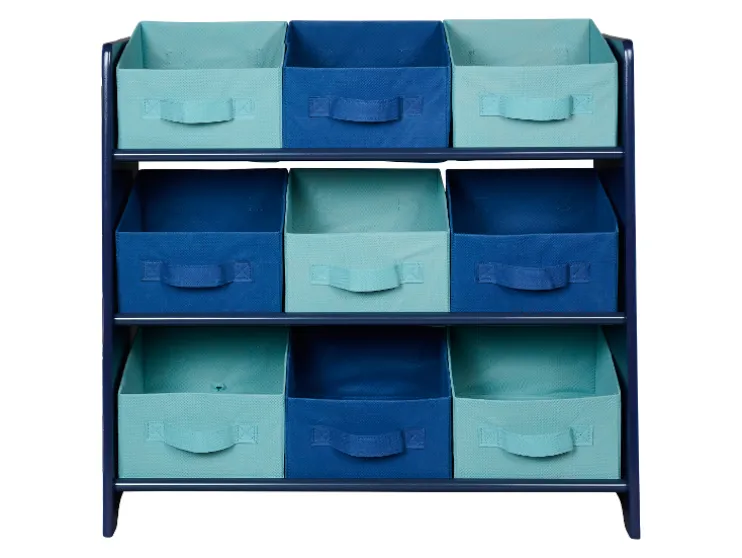 Estantería de almacenamiento con 9 cajas de tela extraíbles.