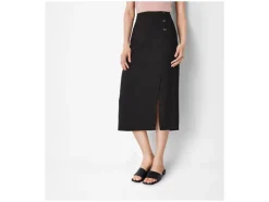 Falda midi de mujer, con abertura lateral.