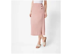 Falda midi de mujer, con abertura lateral.