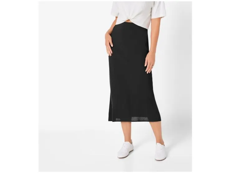 Falda midi de mujer, con cintura elástica.