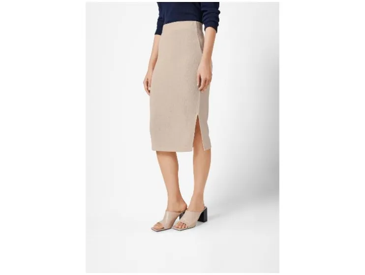 Falda midi de mujer, en punto estructurado de moda.