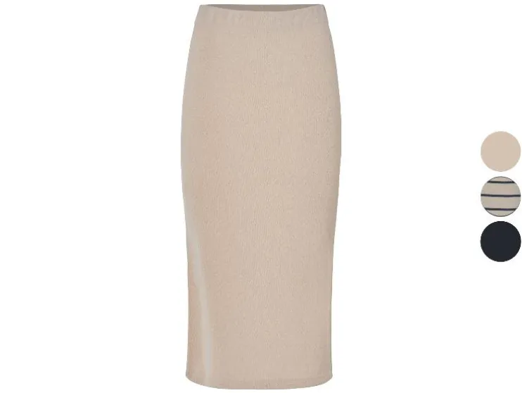 Falda midi de mujer, en punto estructurado de moda.