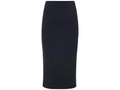 Falda midi de mujer, en punto estructurado de moda.