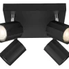 Foco de carril de techo / Foco de techo, con 4 focos orientables y giratorios.