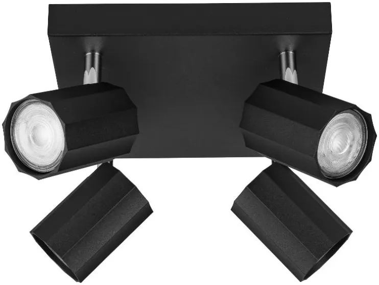Foco de carril de techo / Foco de techo, con 4 focos orientables y giratorios.