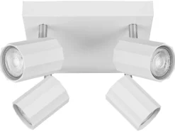 Foco de carril de techo / Foco de techo, con 4 focos orientables y giratorios.