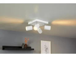 Foco de carril de techo / Foco de techo, con 4 focos orientables y giratorios.