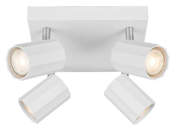 Foco de carril de techo / Foco de techo, con 4 focos orientables y giratorios.