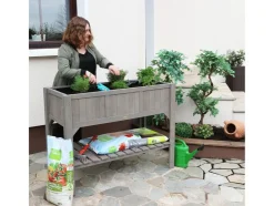 HABAU Huerto elevado con balda, incl. lámina de plantación, 117 x 90 x 59 cm, estructura de madera estable.