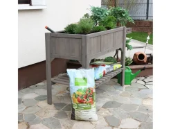 HABAU Huerto elevado con balda, incl. lámina de plantación, 117 x 90 x 59 cm, estructura de madera estable.