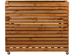 Huerto urbano »Rolla«, de madera de pino, con compartimento de almacenaje.