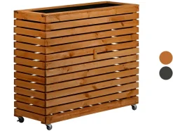 Huerto urbano »Rolla«, de madera de pino, con compartimento de almacenaje.