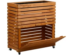 Huerto urbano »Rolla«, de madera de pino, con compartimento de almacenaje.