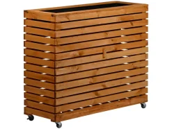 Huerto urbano »Rolla«, de madera de pino, con compartimento de almacenaje.