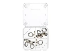 Imanes de neodimio / soportes magnéticos con clip / ganchos magnéticos / imanes con ojal / juego de imanes en recipiente con avellanado.