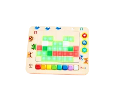 Instrumentos musicales con efecto pixelado.
