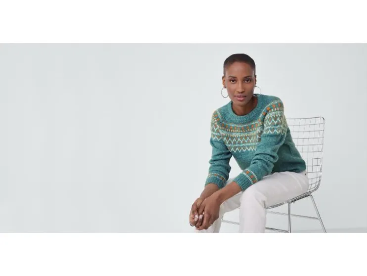 Jersey de punto grueso para mujer, con mangas raglán.