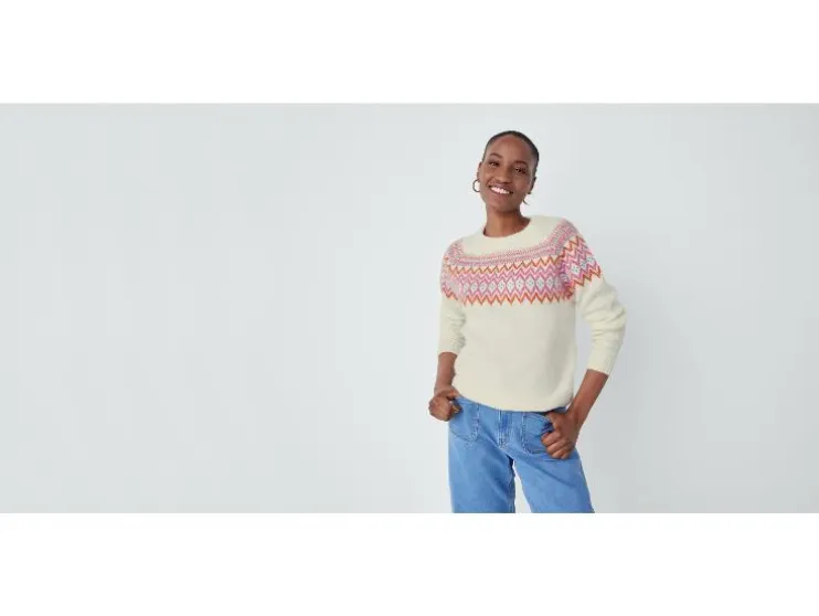 Jersey de punto grueso para mujer, con mangas raglán.