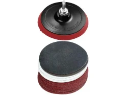 Juego de discos de láminas / discos de pulido / plato lijador de velcro con juego de lija / juego de vellón abrasivo / disco de limpieza.