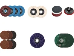 Juego de discos de láminas / discos de pulido / plato lijador de velcro con juego de lija / juego de vellón abrasivo / disco de limpieza.