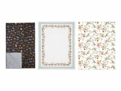 Juego de mantel y camino de mesa, de material reciclado.