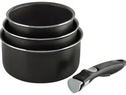 Juego de menaje de cocina de aluminio de 4 piezas, con mango extraíble.